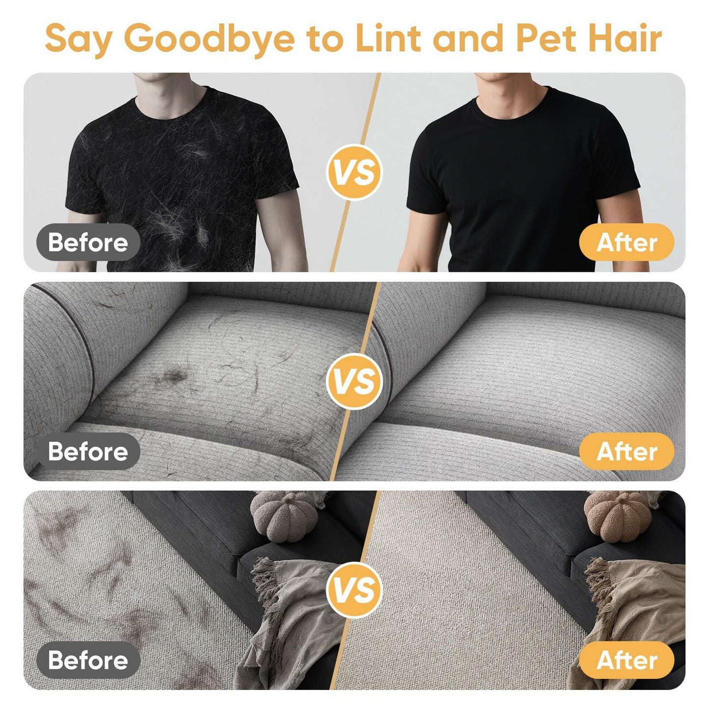 Wqapey Electrostatic Pet Hair Removal Gloves Reusable Cat Dog Fur