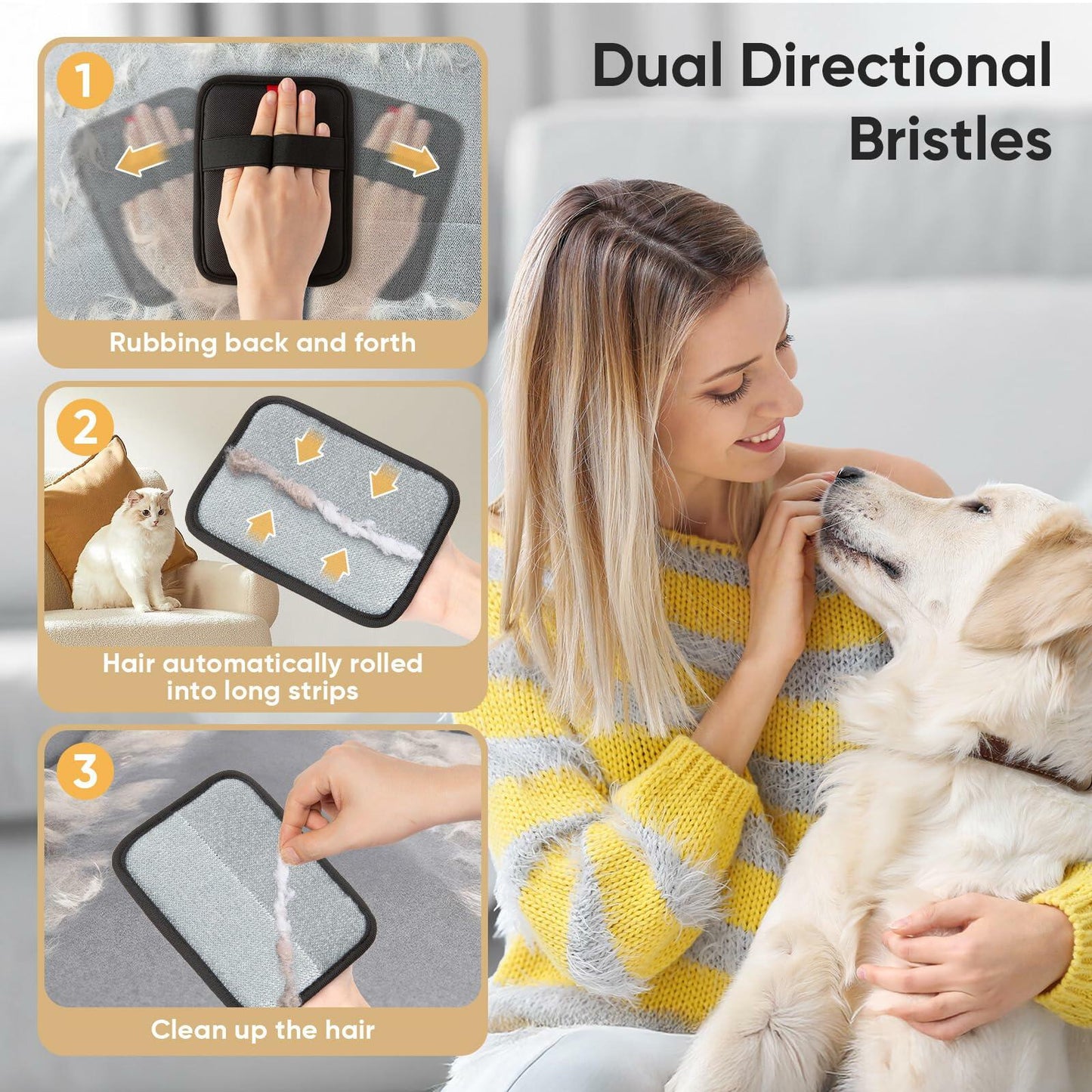 Wqapey Electrostatic Pet Hair Removal Gloves Reusable Cat Dog Fur