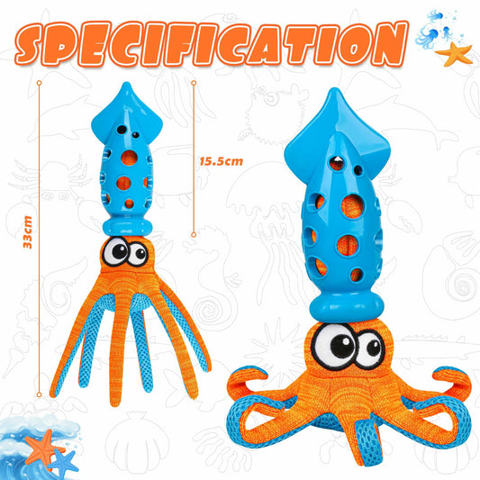 Qonline Squid Shaped Squeaky Dog Toy TPR Material Orange