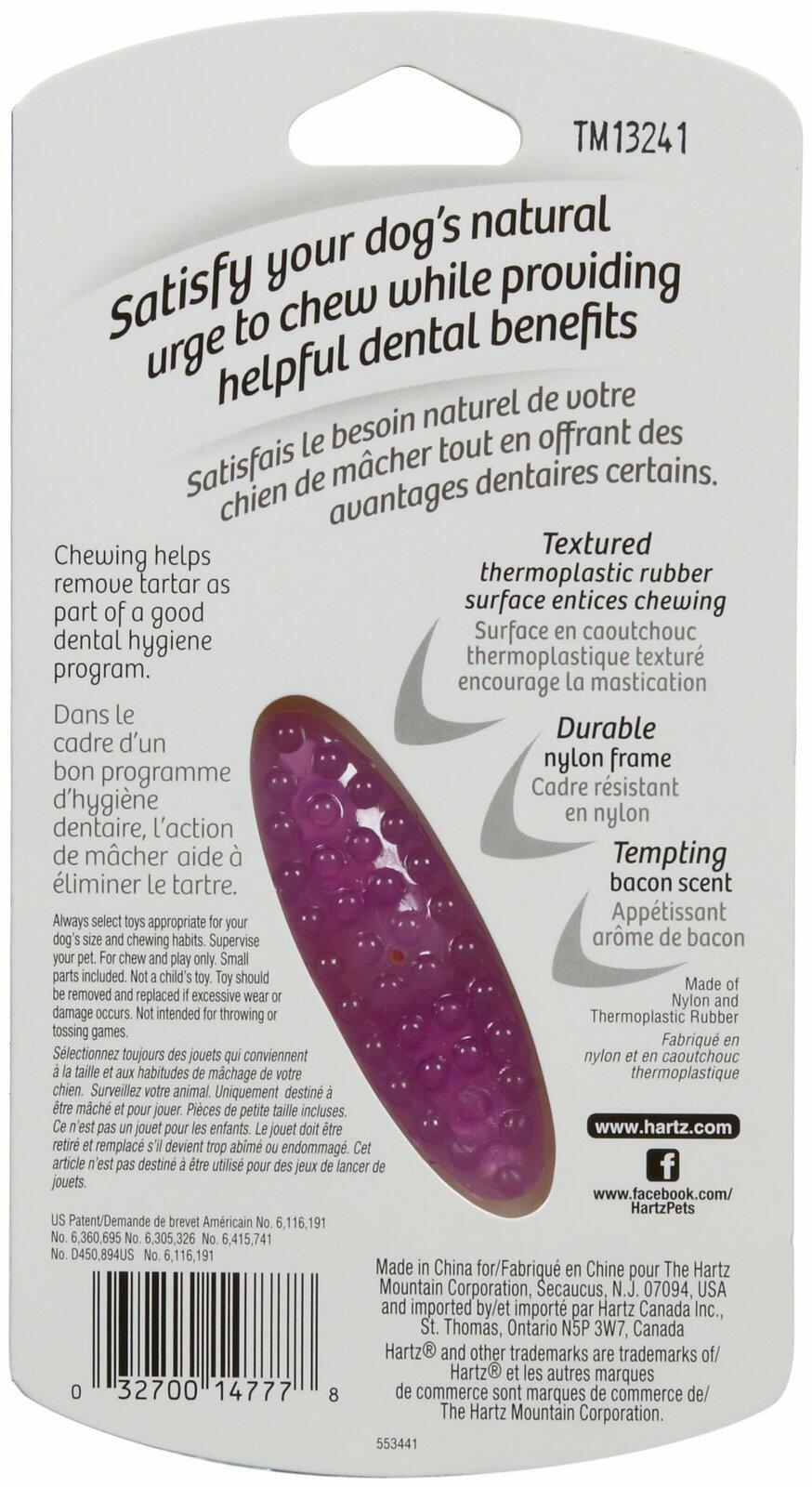 Hartz Chew n Clean Tuff Bone Bacon Scented Dental Dog Chew Toy