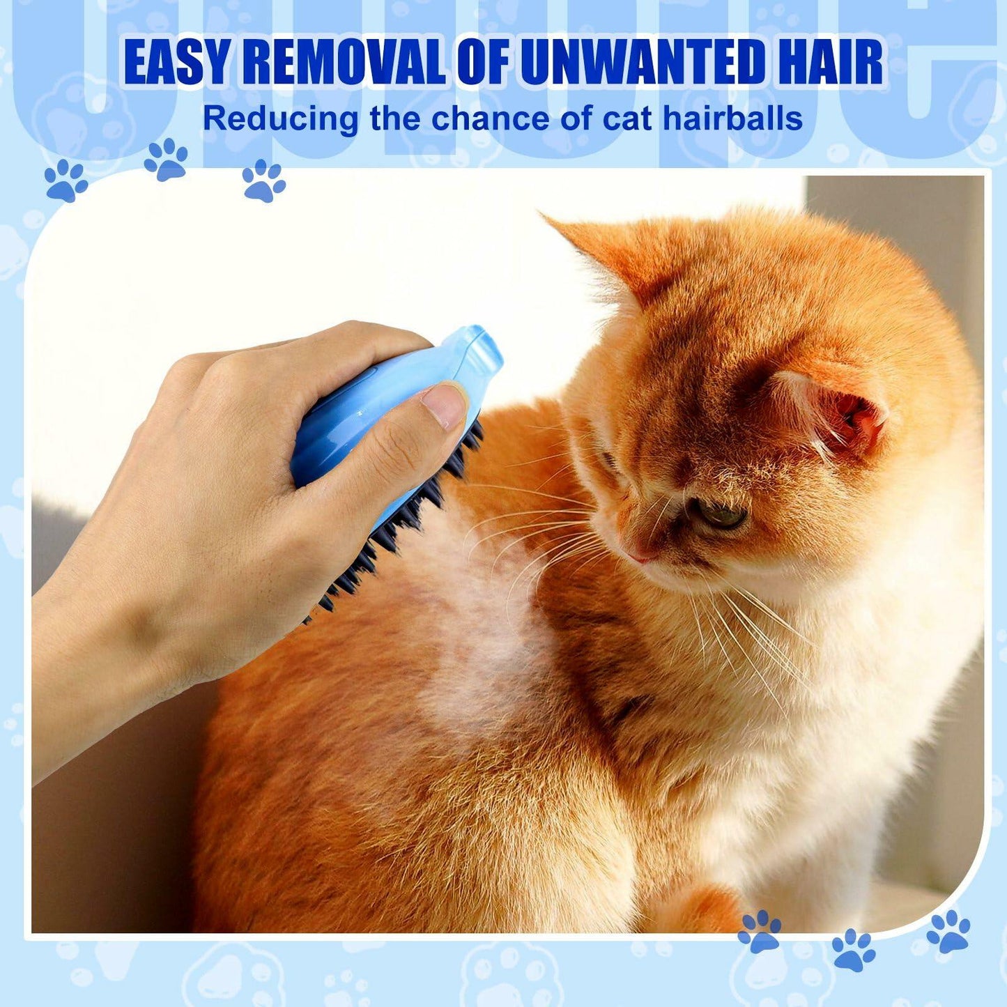 4-in-1 Steam Cat Brush for Gentle Grooming and De-Shedding