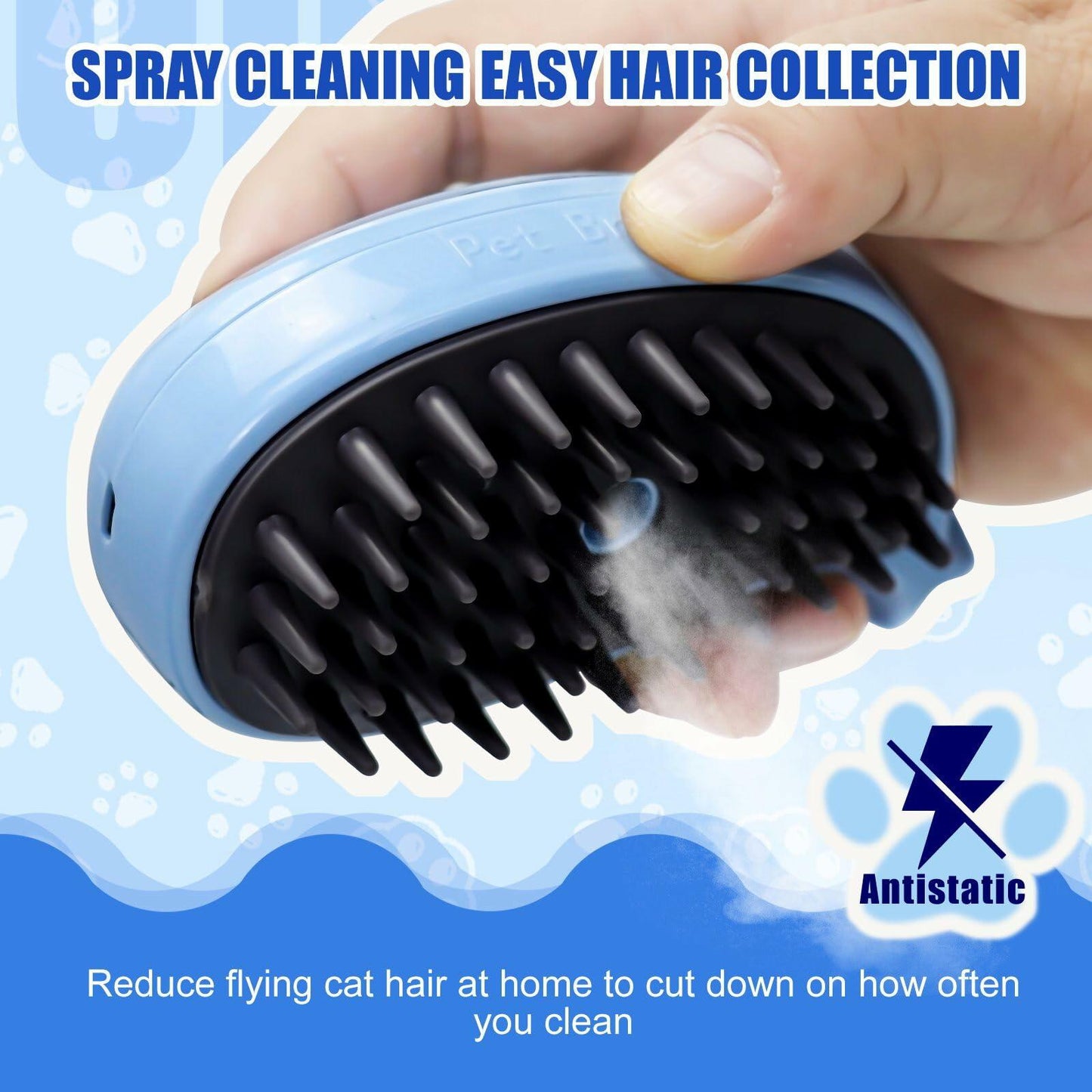 4-in-1 Steam Cat Brush for Gentle Grooming and De-Shedding