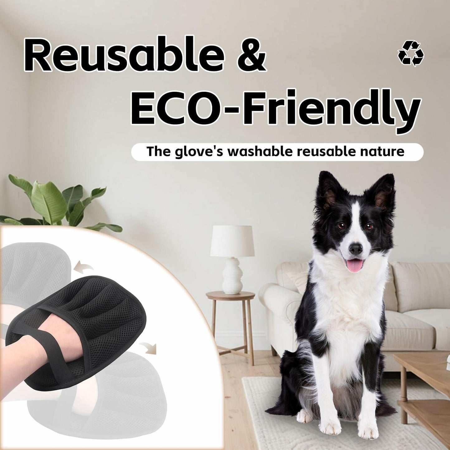 Pet Hair Remover Gloves 2 Piece Professional Grooming