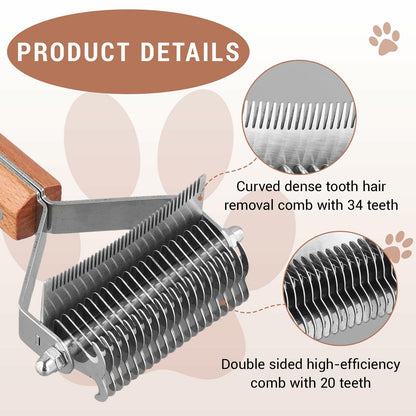 Deal US 2-in-1 Stainless Steel Dematting Brush for Pets