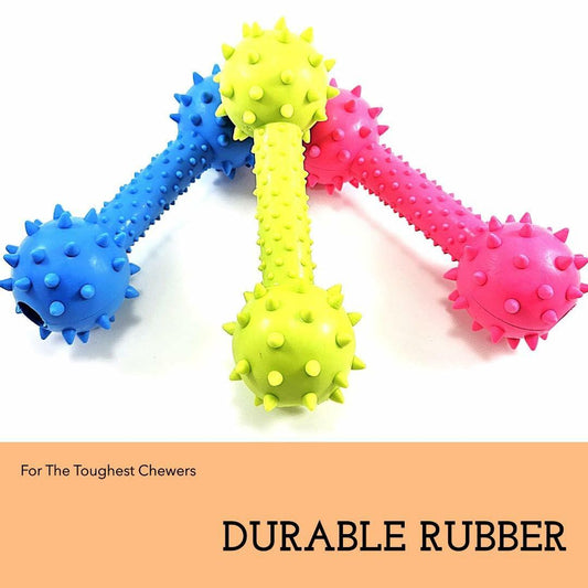 Dog Chew Toy Dumbbell Durable Rubber Lime Green