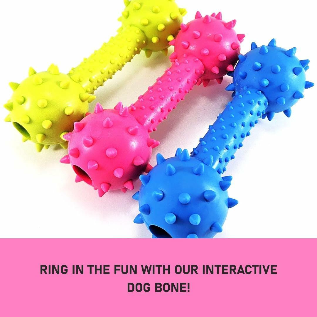 Dog Chew Toy Dumbbell Durable Rubber Lime Green