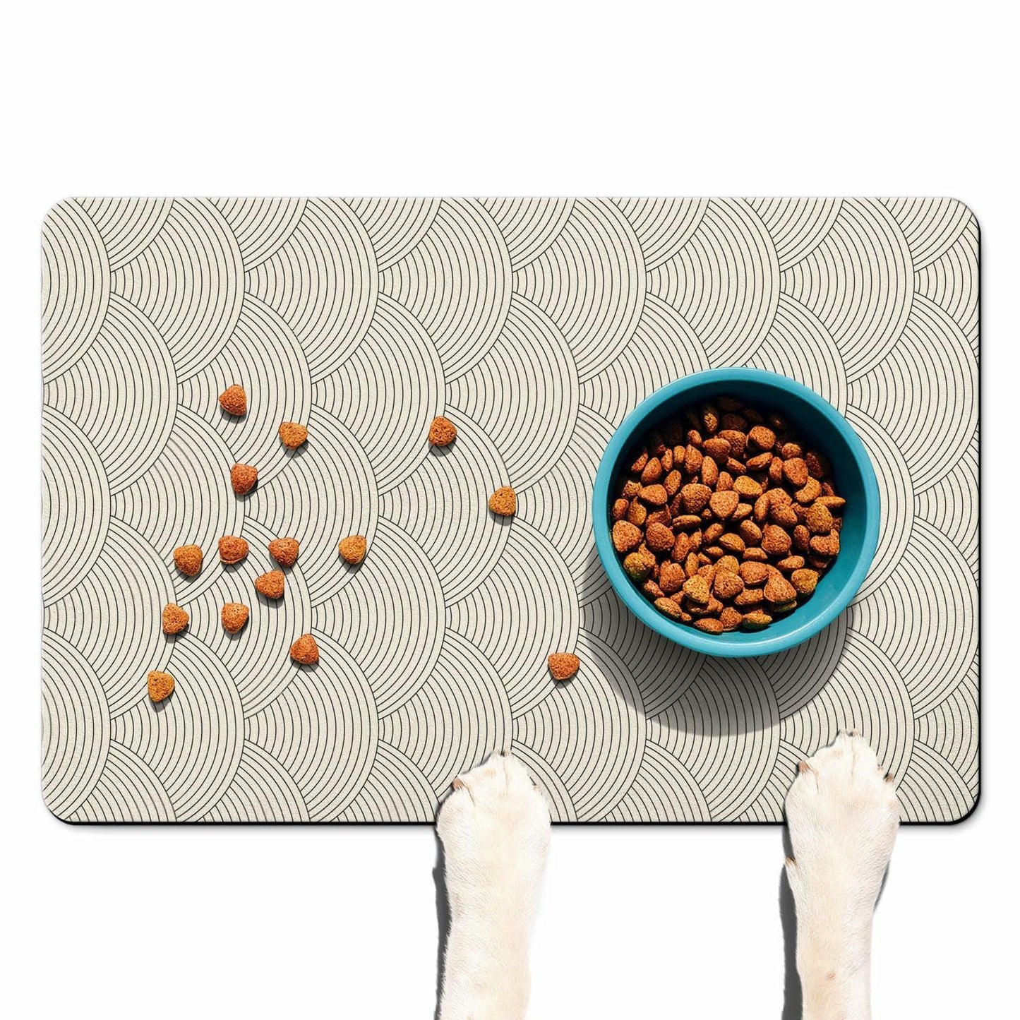 Dog Cat Bowl Mat Absorbent Non-Slip Black 16x24