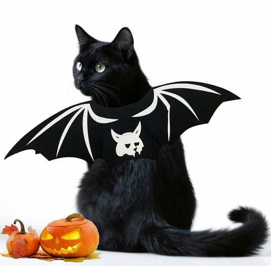 Velthorix Cat Halloween Costume Bat Wings Pet Cosplay Accessories Small