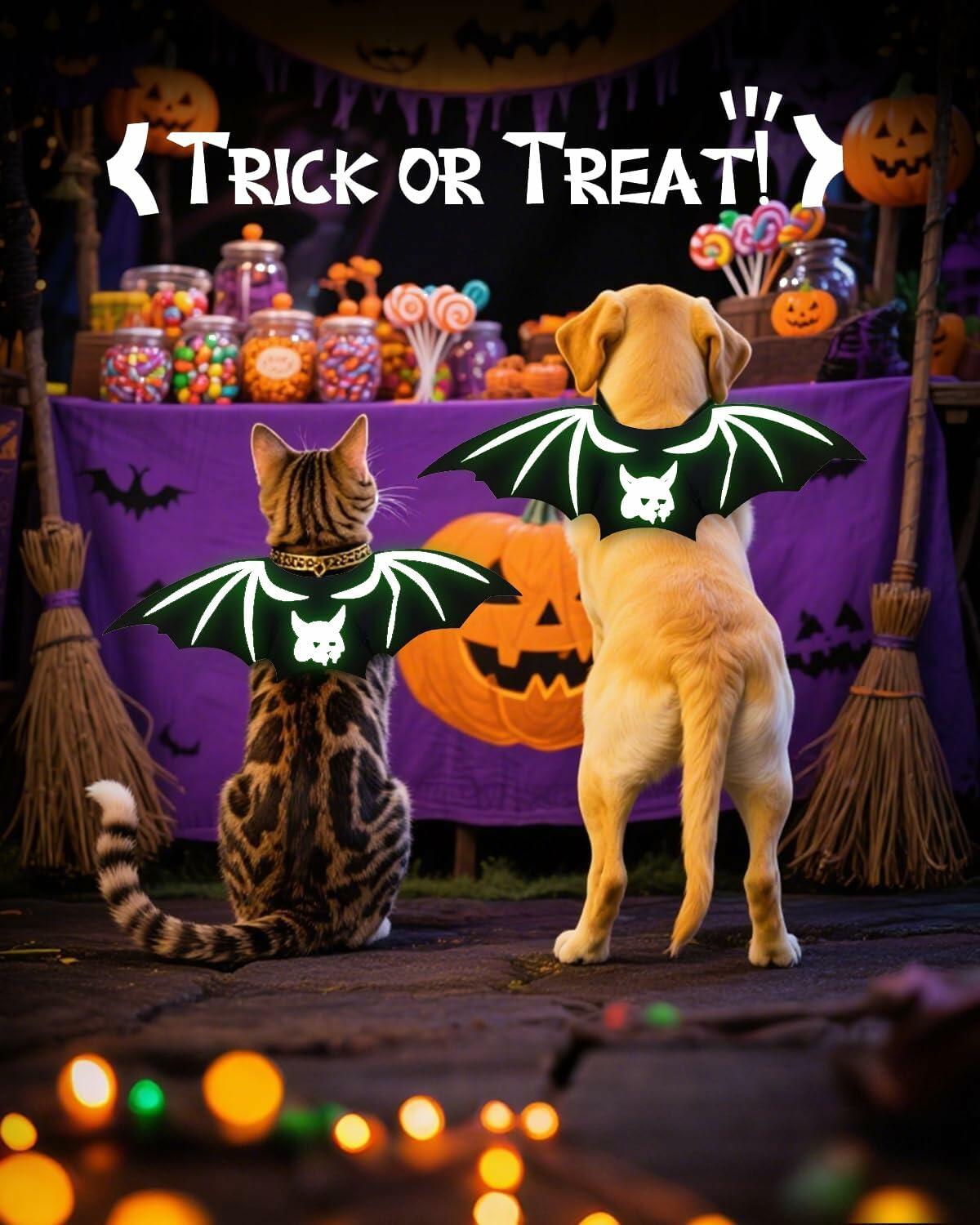 Velthorix Cat Halloween Costume Bat Wings Pet Cosplay Accessories Small