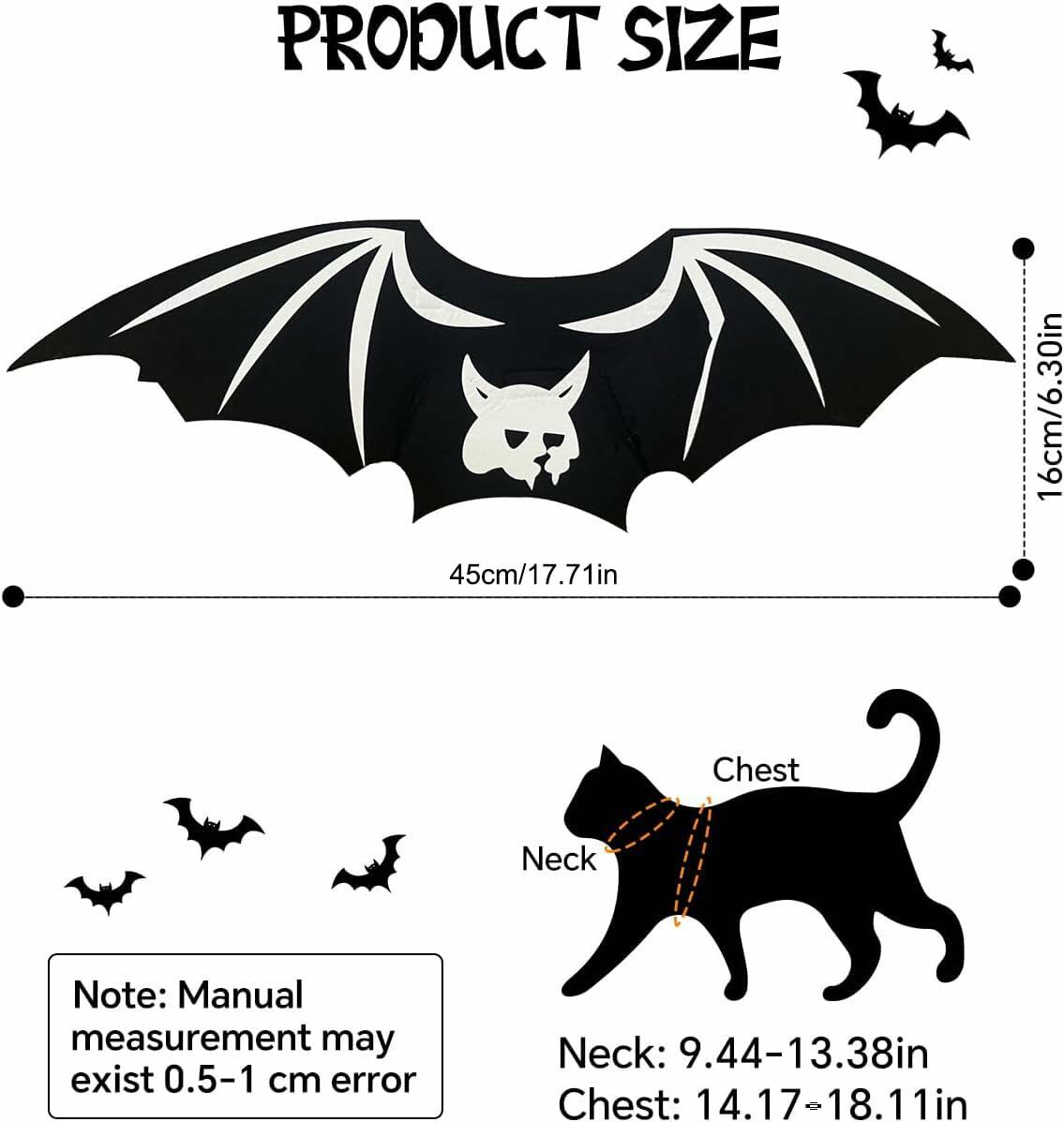 Velthorix Cat Halloween Costume Bat Wings Pet Cosplay Accessories Small