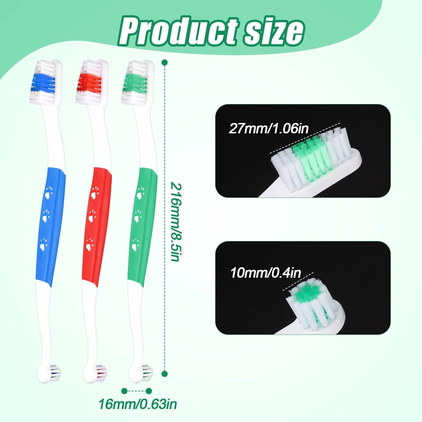 XIHIRCD 3pcs Dual Headed Pet Toothbrush Soft Bristles Dental Care Kit