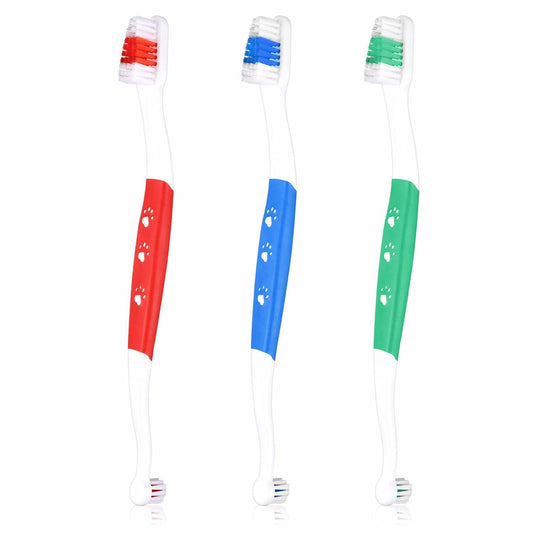 XIHIRCD 3pcs Dual Headed Pet Toothbrush Soft Bristles Dental Care Kit