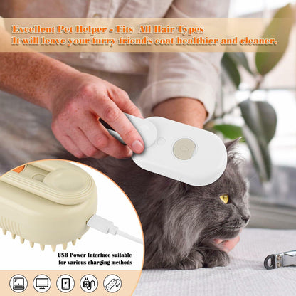 Deal US Rechargeable Steam Cat Brush and Massage Comb 2PCS