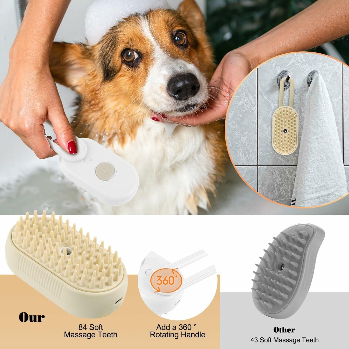 Deal US Rechargeable Steam Cat Brush and Massage Comb 2PCS