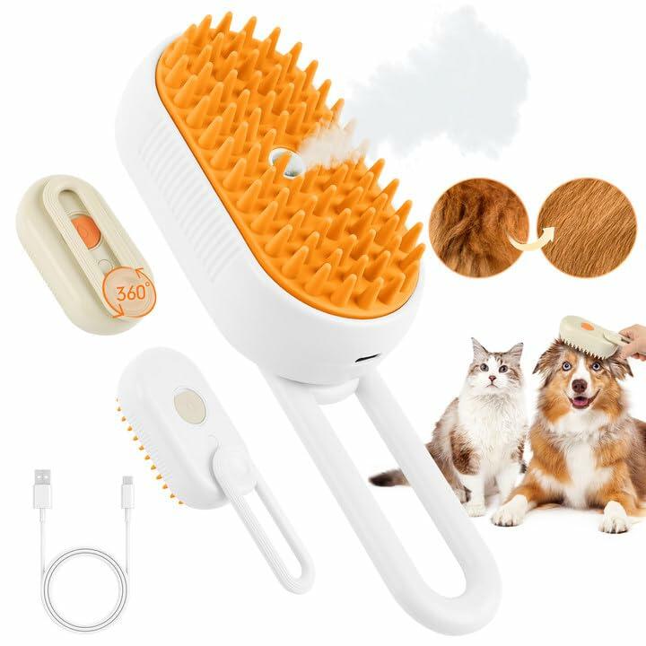 Deal US Rechargeable Steam Cat Brush and Massage Comb 2PCS