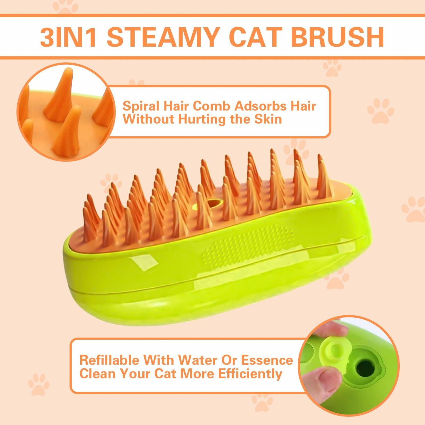 Pet Brush Steam 3-in-1 Self-Cleaning Hair Remover