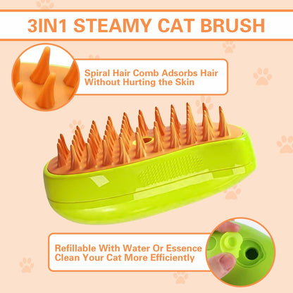 Deal US 3-in-1 Steam Pet Grooming Brush for Cats and Dogs