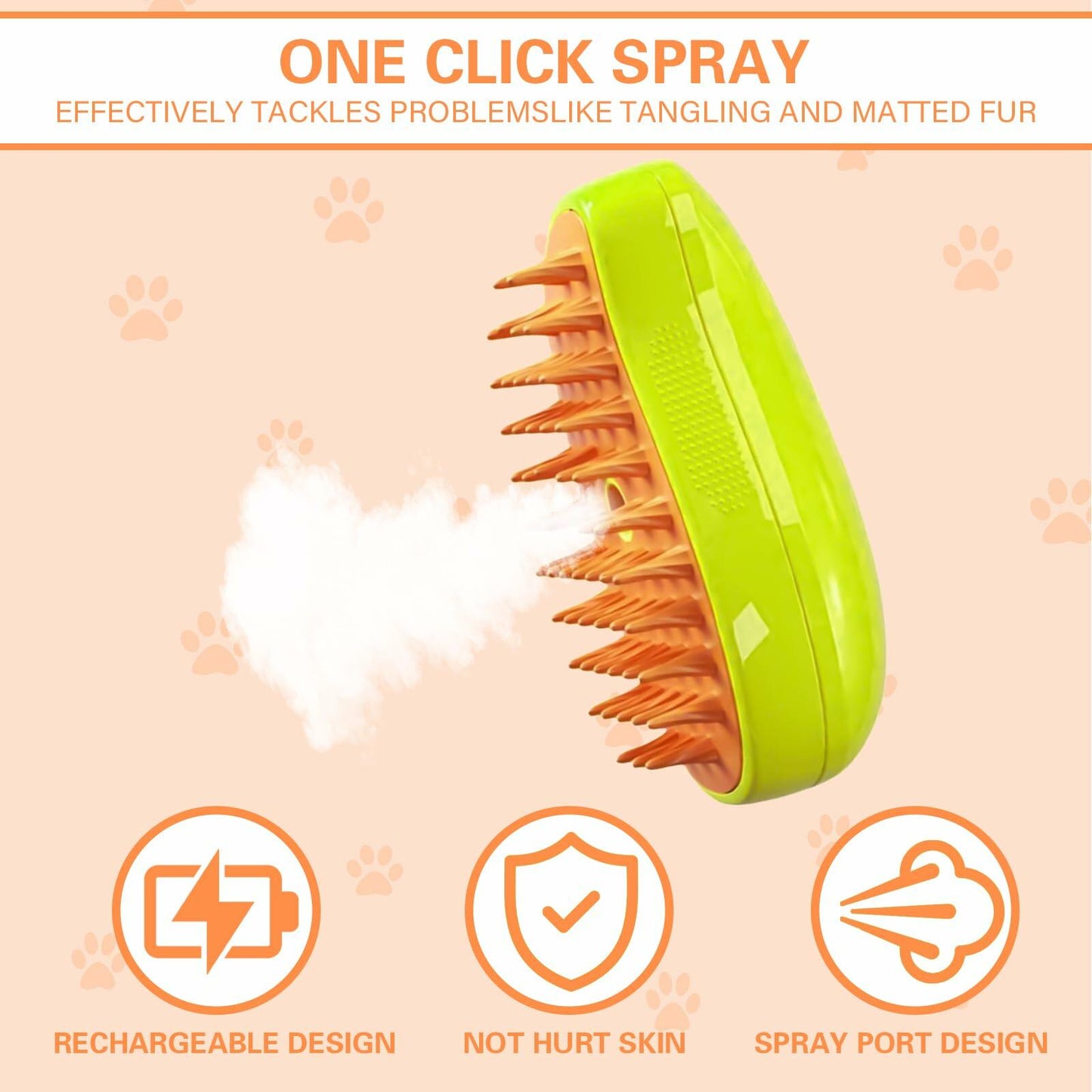 Pet Brush Steam 3-in-1 Self-Cleaning Hair Remover