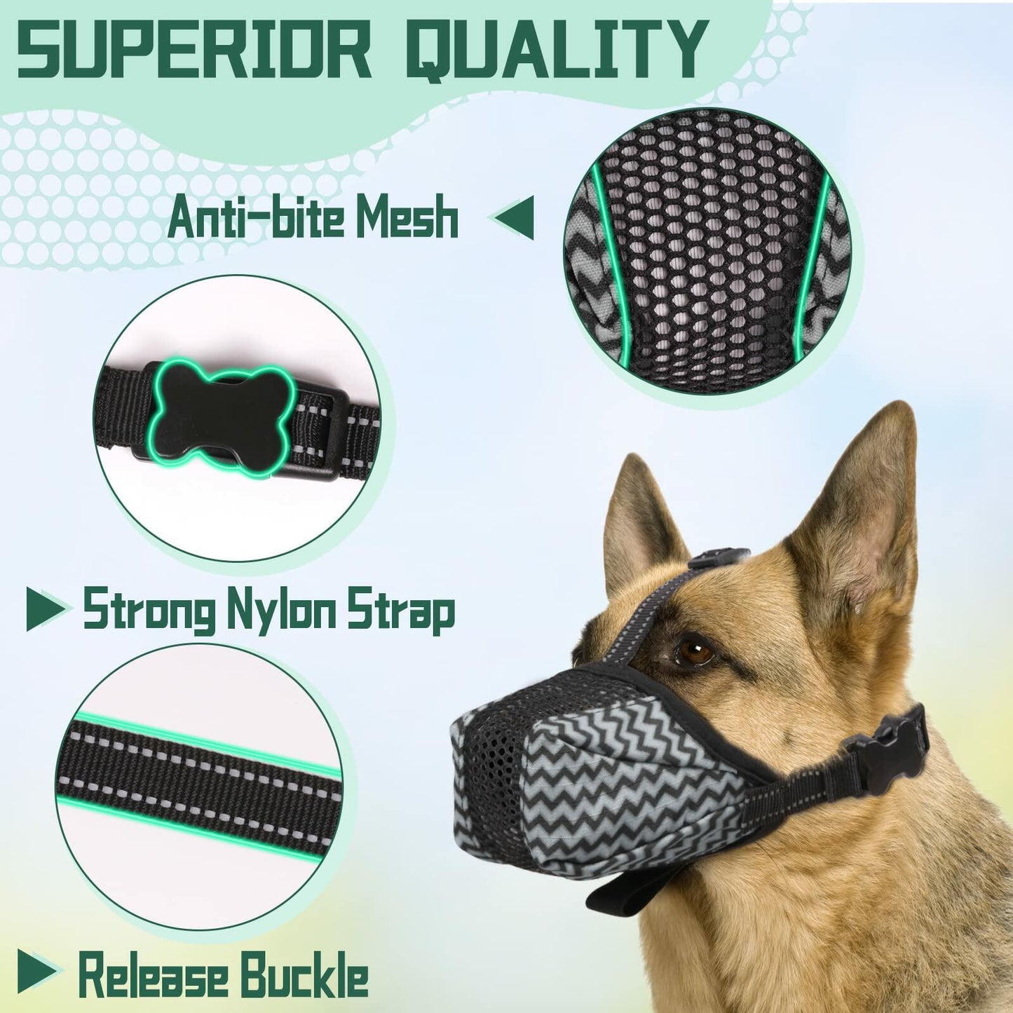 Mkerycww Dog Muzzle Air Mesh Breathable Soft Basket Adjustable