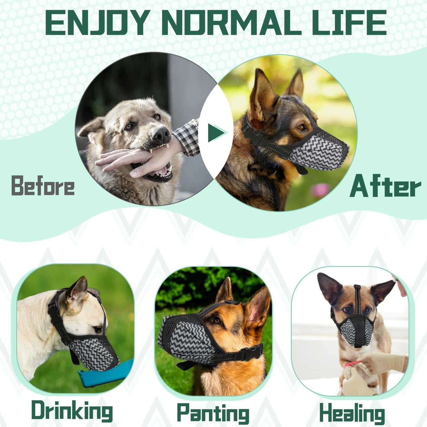 Mkerycww Dog Muzzle Air Mesh Breathable Soft Basket Adjustable