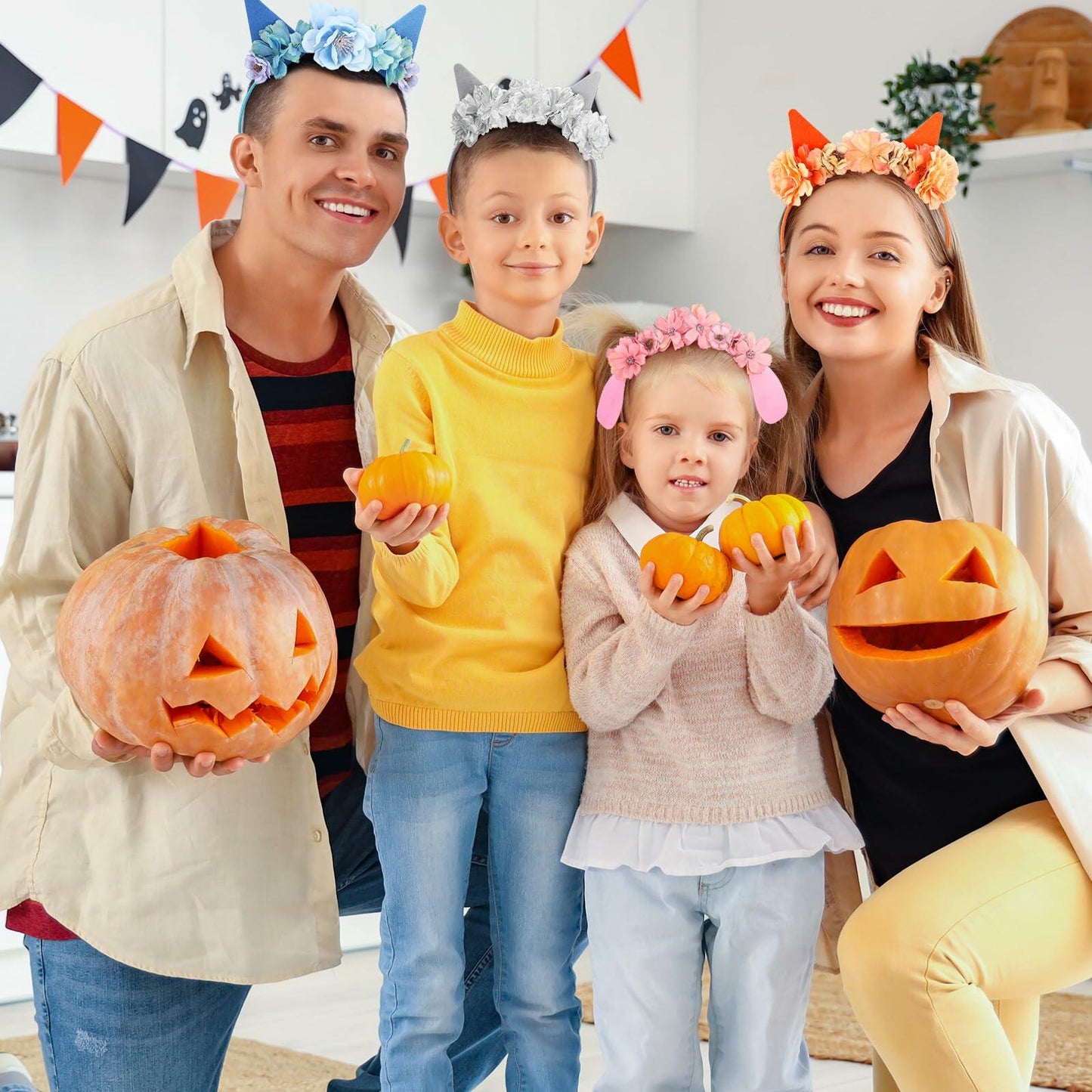 WinnerWhy 4 Pcs Blue Dog Ears Headbands Halloween Cosplay