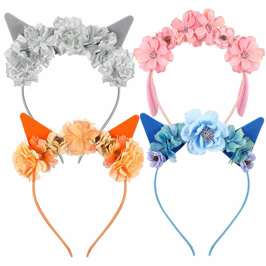 WinnerWhy 4 Pcs Blue Dog Ears Headbands Halloween Cosplay
