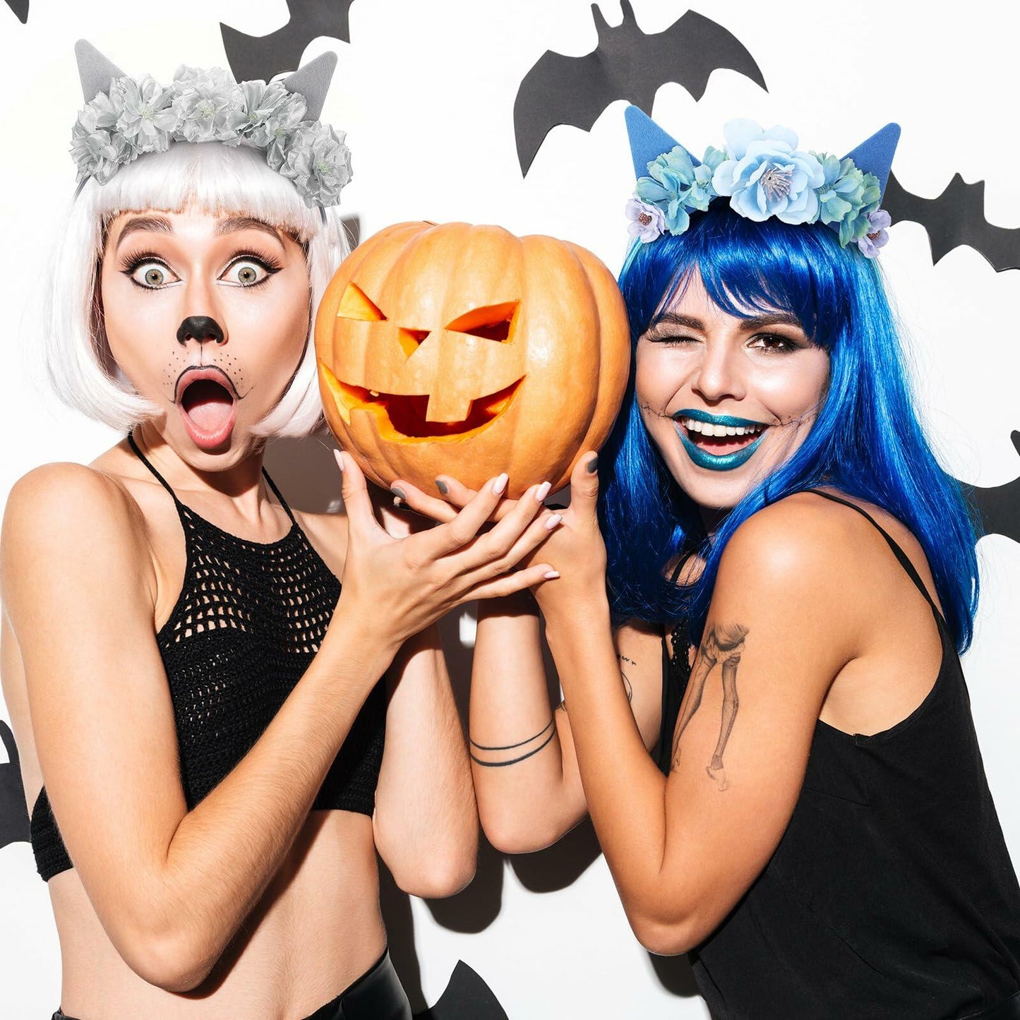 WinnerWhy 4 Pcs Blue Dog Ears Headbands Halloween Cosplay