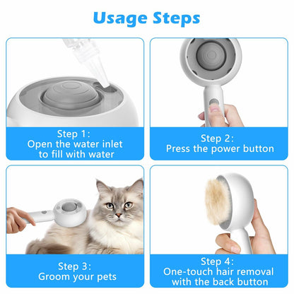 Deal US 4-in-1 Cat Steam Brush Grooming Comb Massage Tool