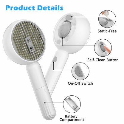 Deal US 4-in-1 Cat Steam Brush Grooming Comb Massage Tool