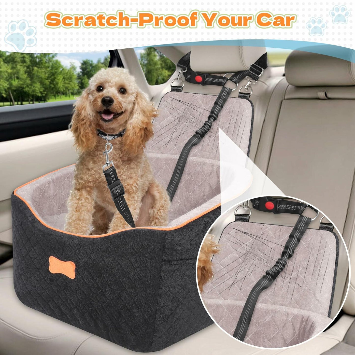 COCASES Dog Booster Car Seat Small Medium Dogs Detachable