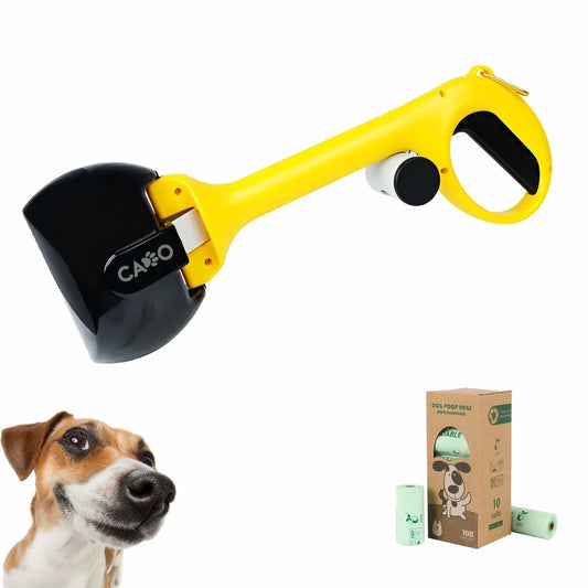 Purrfect Pet Kingdom Dog Pooper Scooper Large Yellow/Black with Bag Holder and 5 (Default Title) - Premium Pooper Scoopers & Bags