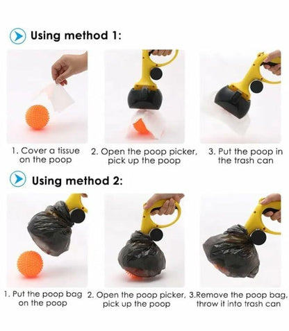 Dog Pooper Scooper Large Yellow/Black with Bag Holder and 5