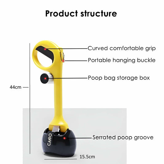 Dog Pooper Scooper Large Yellow/Black with Bag Holder and 5