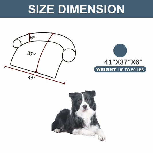 Dog Bed Calming Dog Cat Bed Mat Waterproof Plush Navy Blue Size 41x37