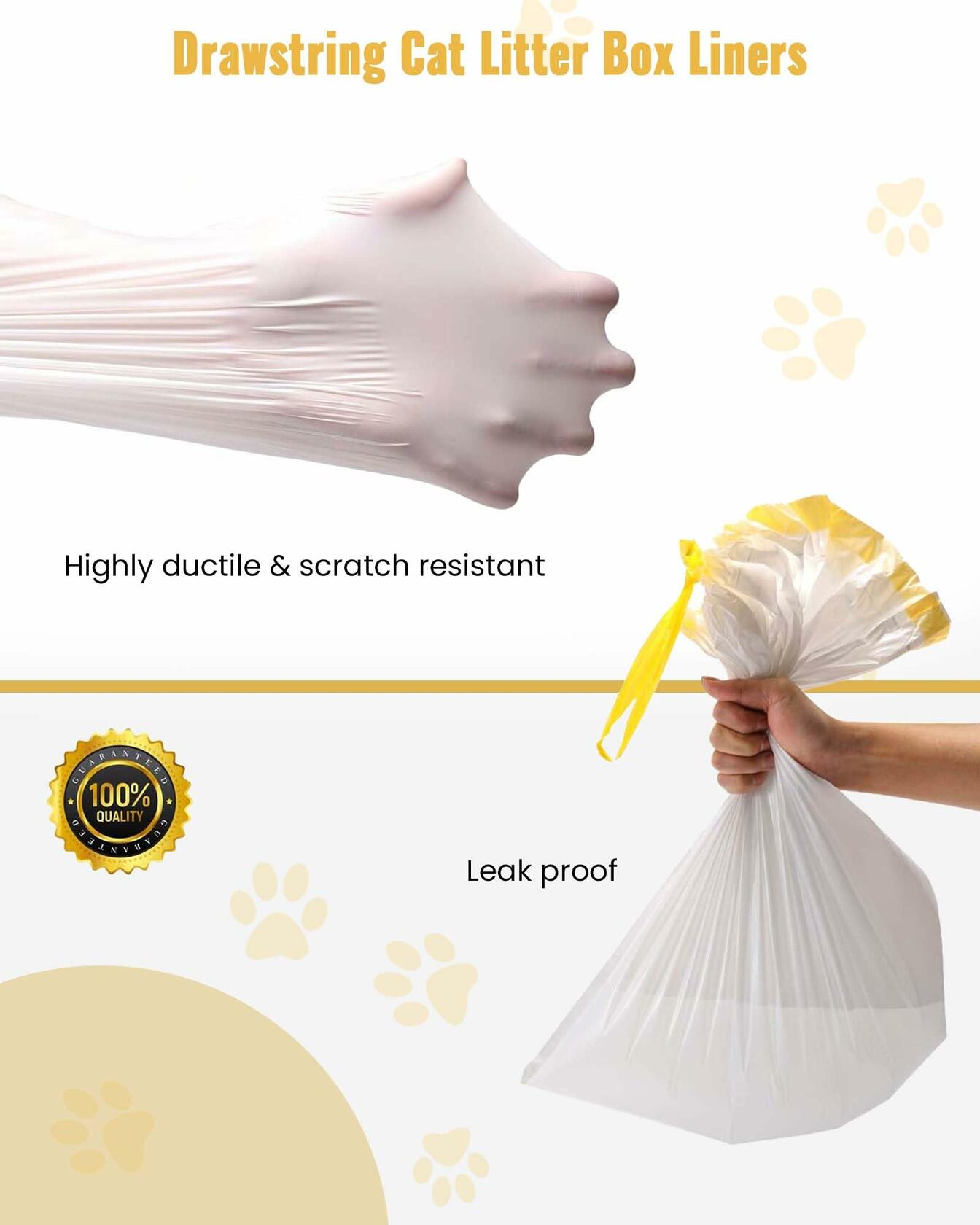 KONE Cat Litter Box Liners Jumbo Large Drawstring 36x18 30 C