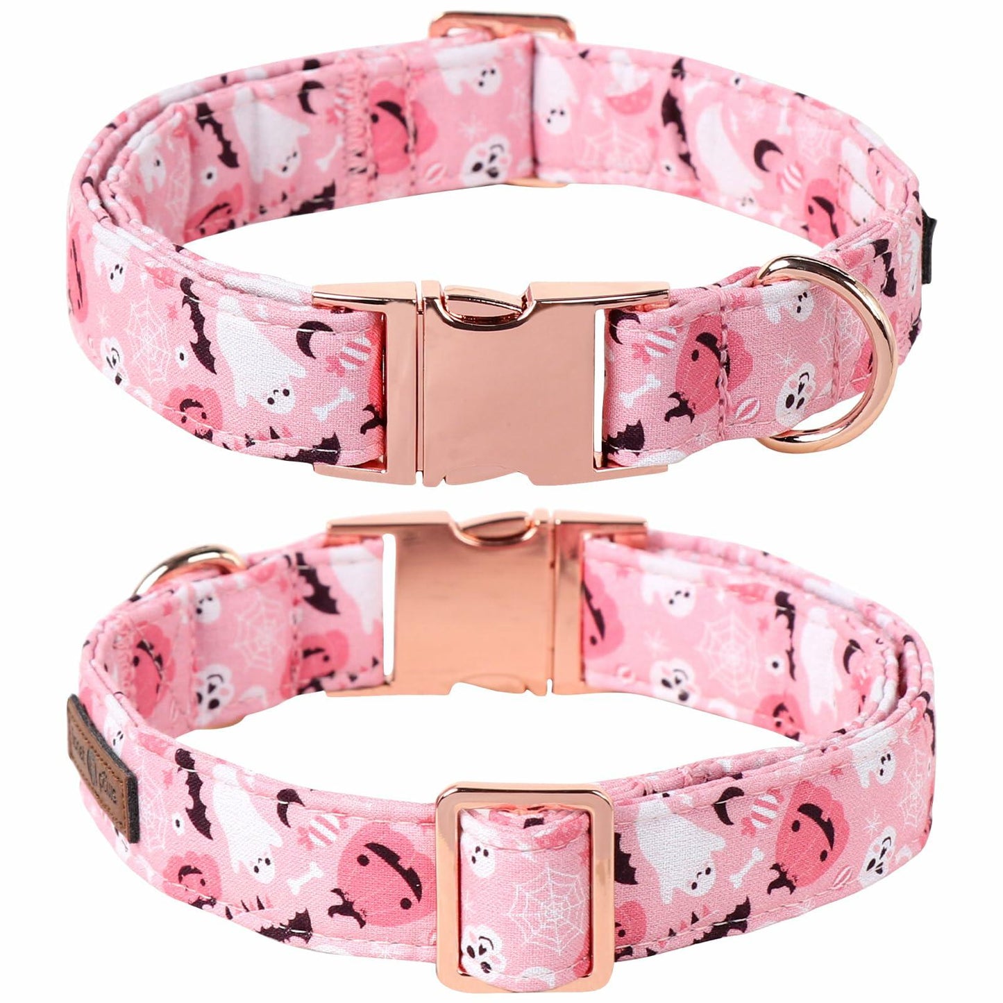 Lionet Paws Halloween Dog Collar Pink Cotton Adjustable Small
