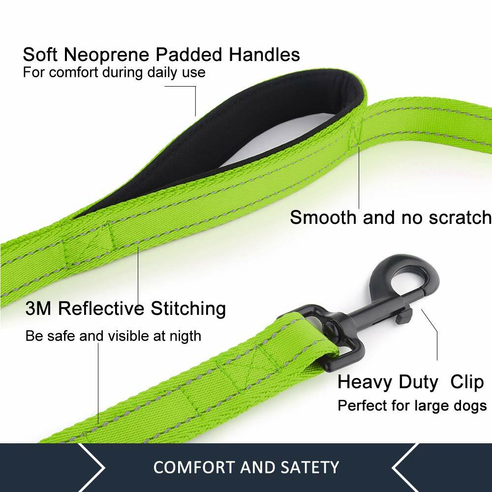 Plutus Pet Double Handle Dog Leash 6ft Heavy Duty Reflective