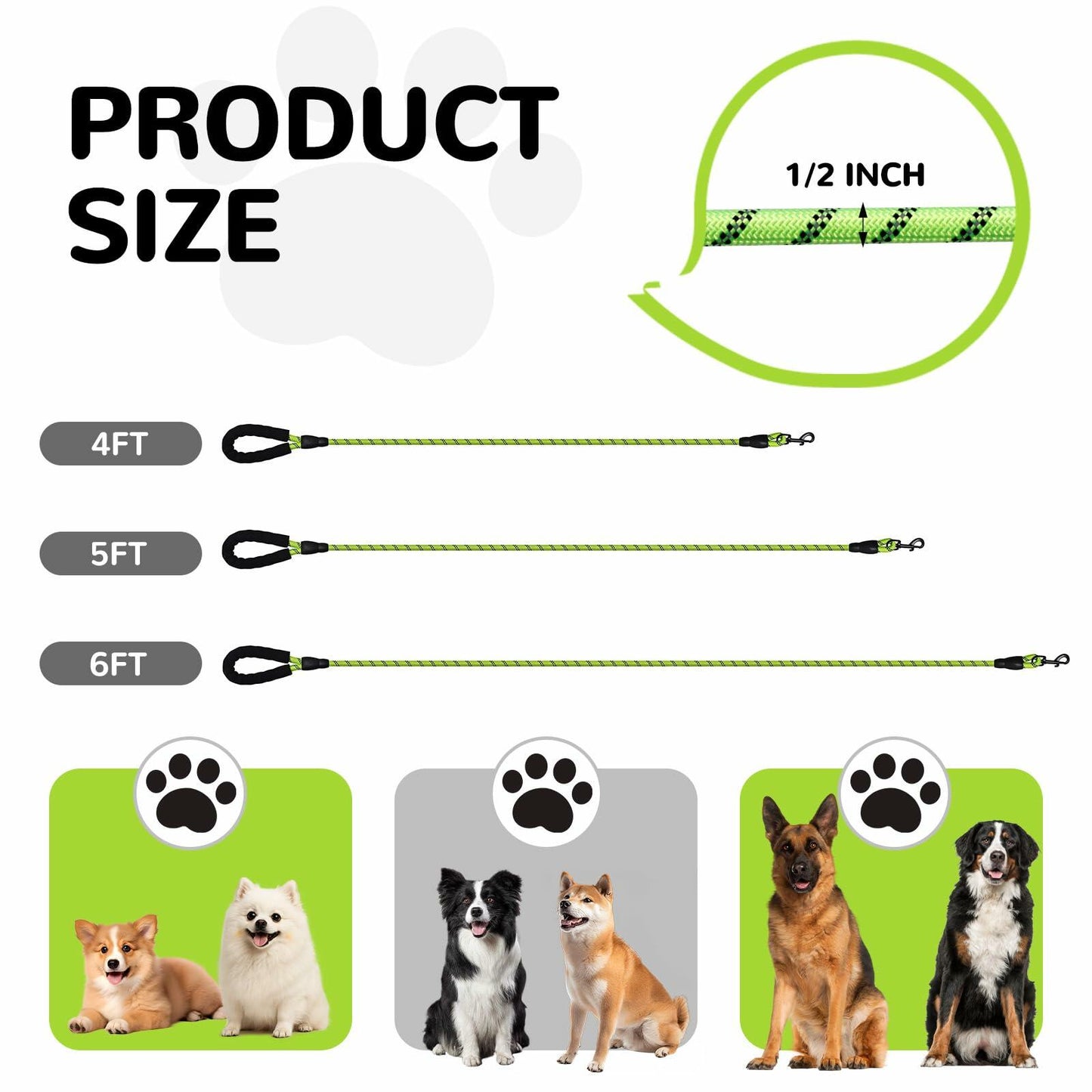 Dog Leash 4FT Reflective 360 Swivel