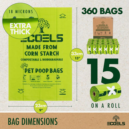 ECOELS Compostable Dog Poop Bags Extra Large Strong Leakproo