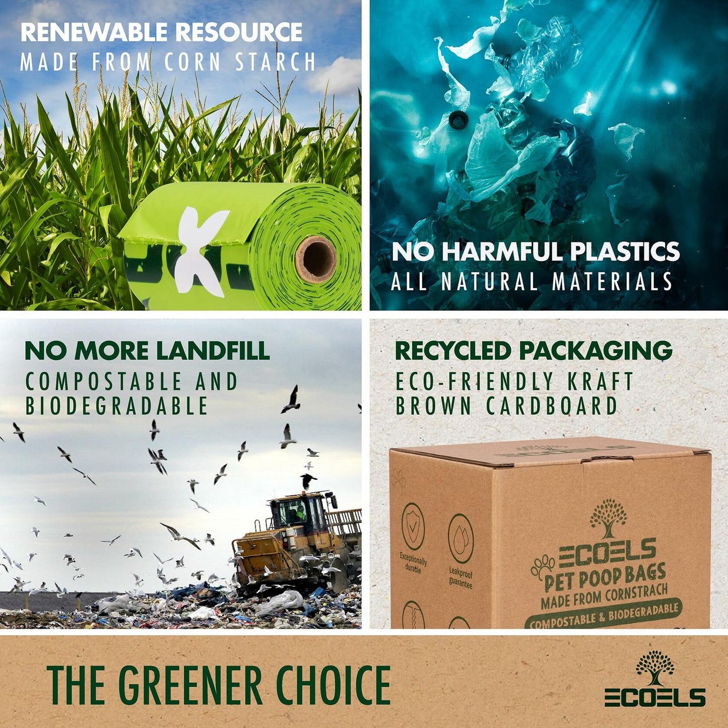 ECOELS Compostable Dog Poop Bags Extra Large Strong Leakproo