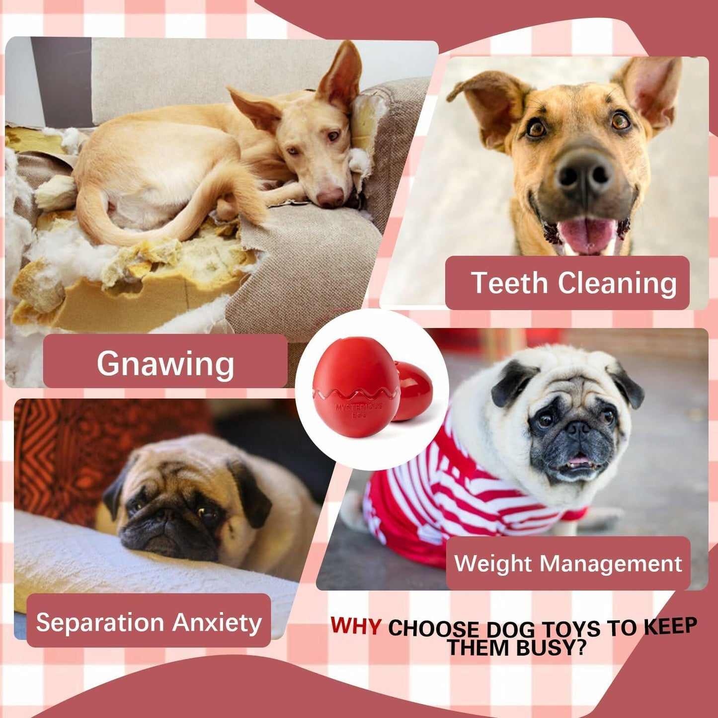 Jestrem Dog Ball Stuffable Chew Toy Treat Dispensing 4.49 Medium