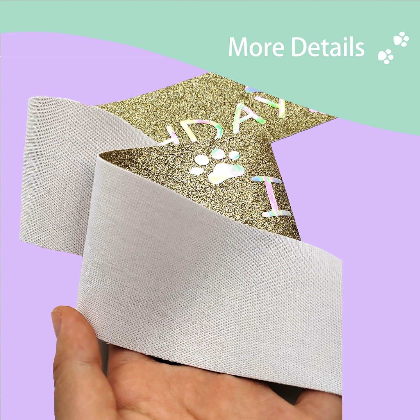 Gold Dog Birthday Sash Sparkling Pet Bandana