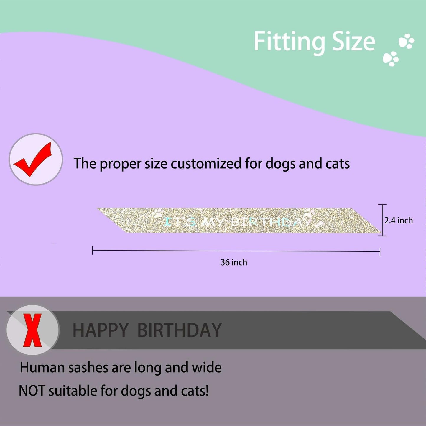 Gold Dog Birthday Sash Sparkling Pet Bandana