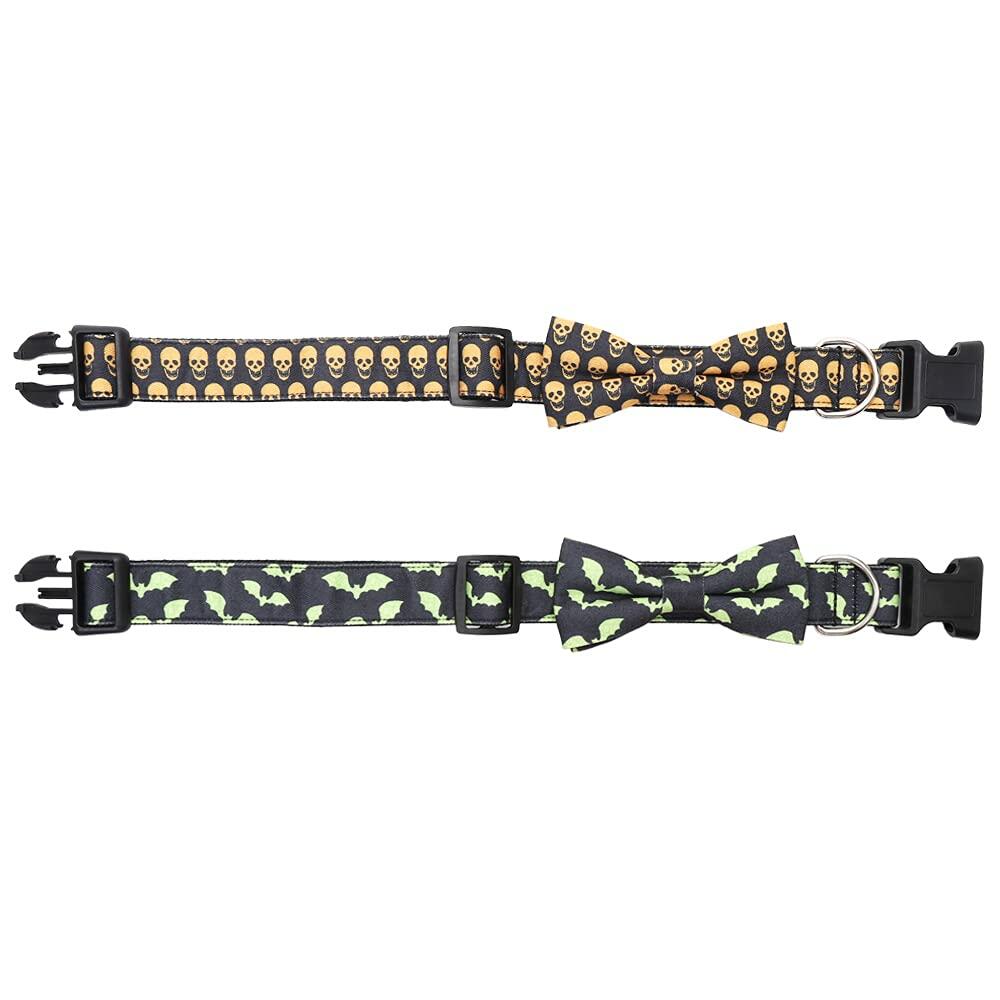 Lamphyface Halloween Dog Collar with Removable Cute Bow Tie