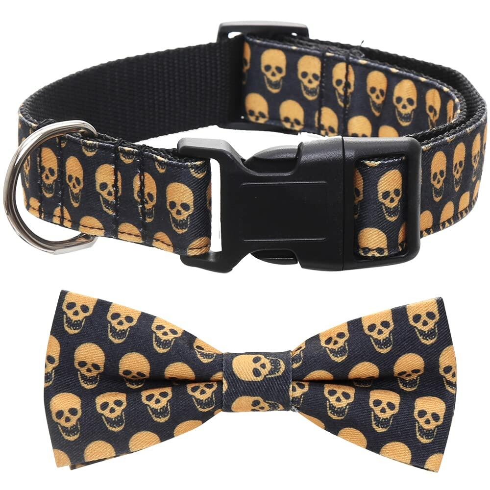 Lamphyface Halloween Dog Collar with Removable Cute Bow Tie