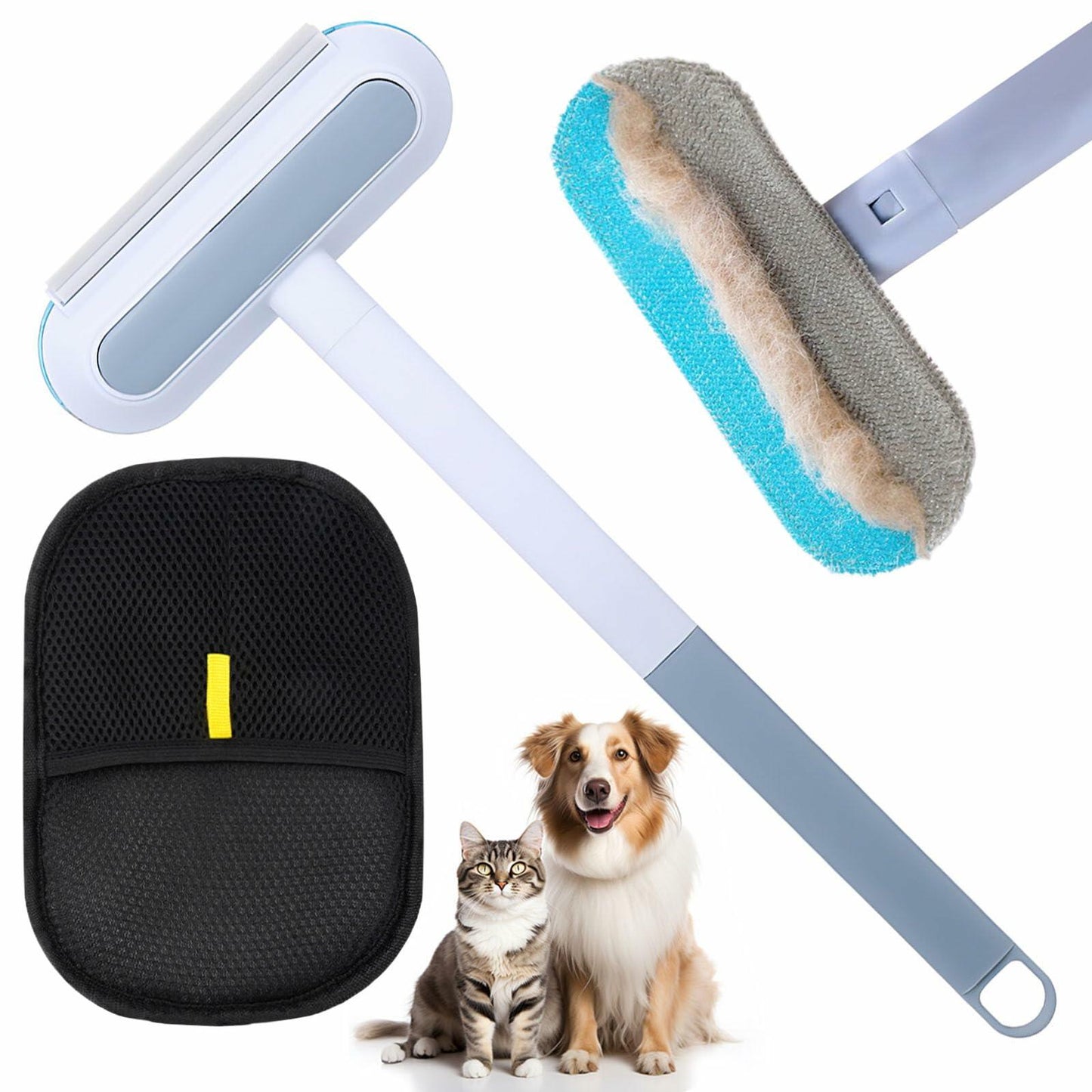 Generic Pet Hair Remover Glove 4-in-1 Brush 17in Handle Black