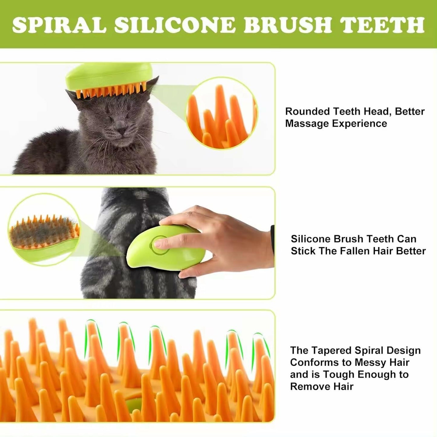 MCEG Pet Steam Brush for Cats & Dogs Shedding Indoor Grooming Tool