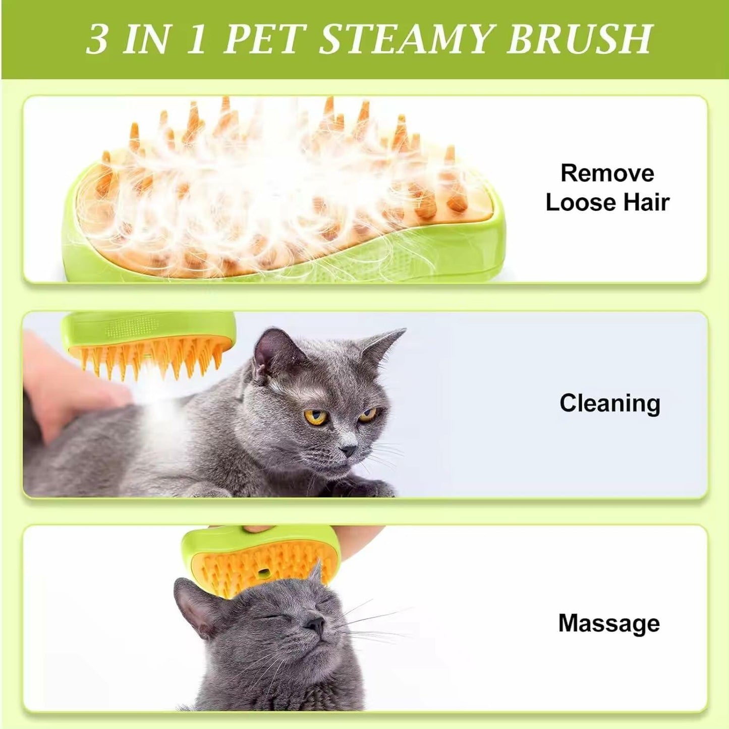 MCEG Pet Steam Brush for Cats & Dogs Shedding Indoor Grooming Tool