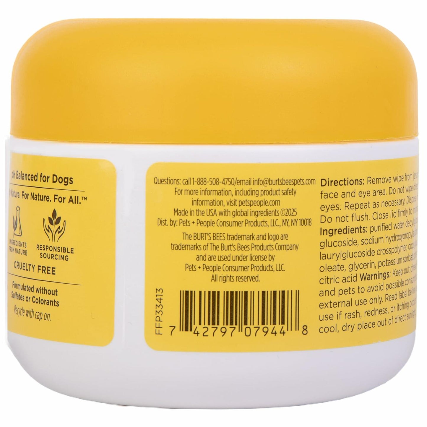 Burts Bees Pets Eye & Ear Cleansing Wipes Fragrance-Free 100