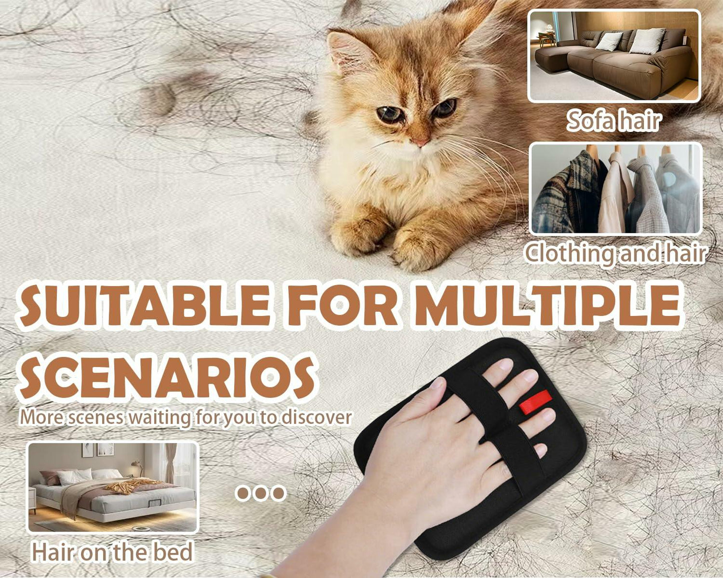 DLIOJHL Pet Hair Removal Gloves Cat  Dog Hair Cleaner Black Red